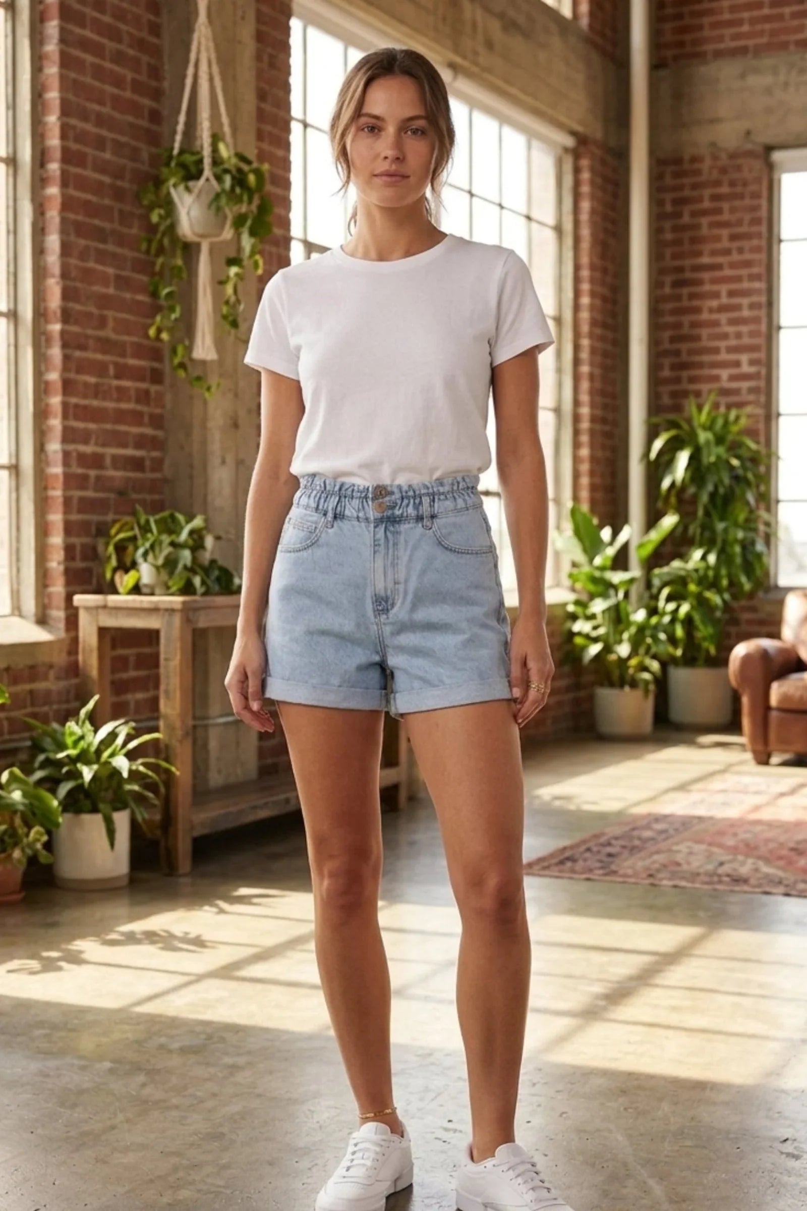 Double-Button Denim Shorts - Clue 1