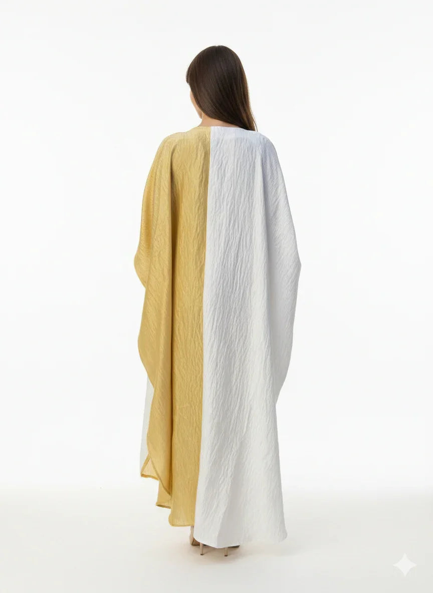 Urbantique - White*Gold Kaftan Embroidered with Gold 3