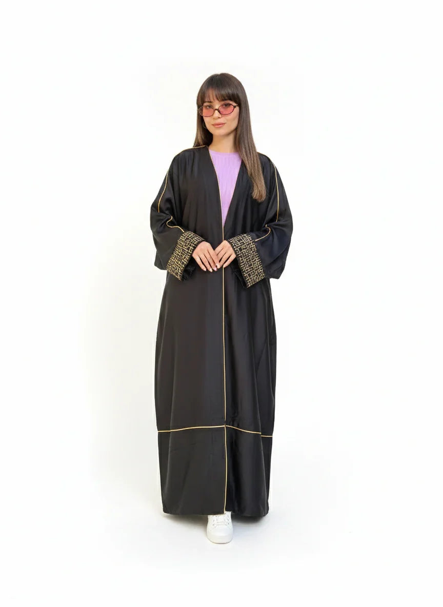 Urbantique - Black Kaftan with Gold Print 1