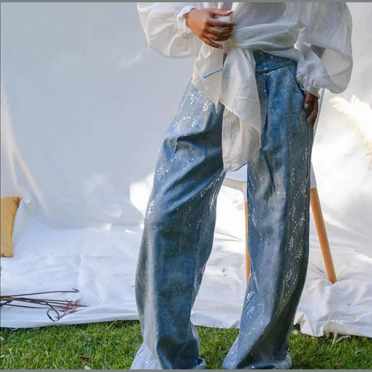 A_Squared_Y - Sequin Effect Jeans 1