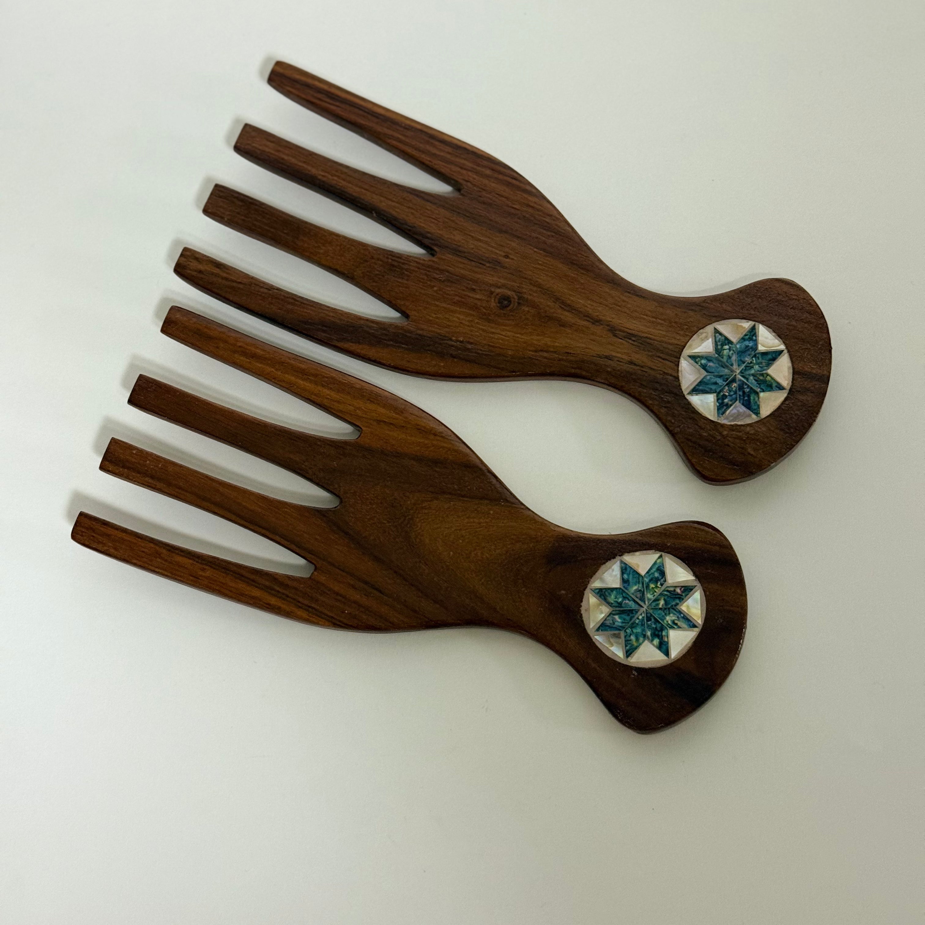 lavender-Pearl inlay wooden forks 1