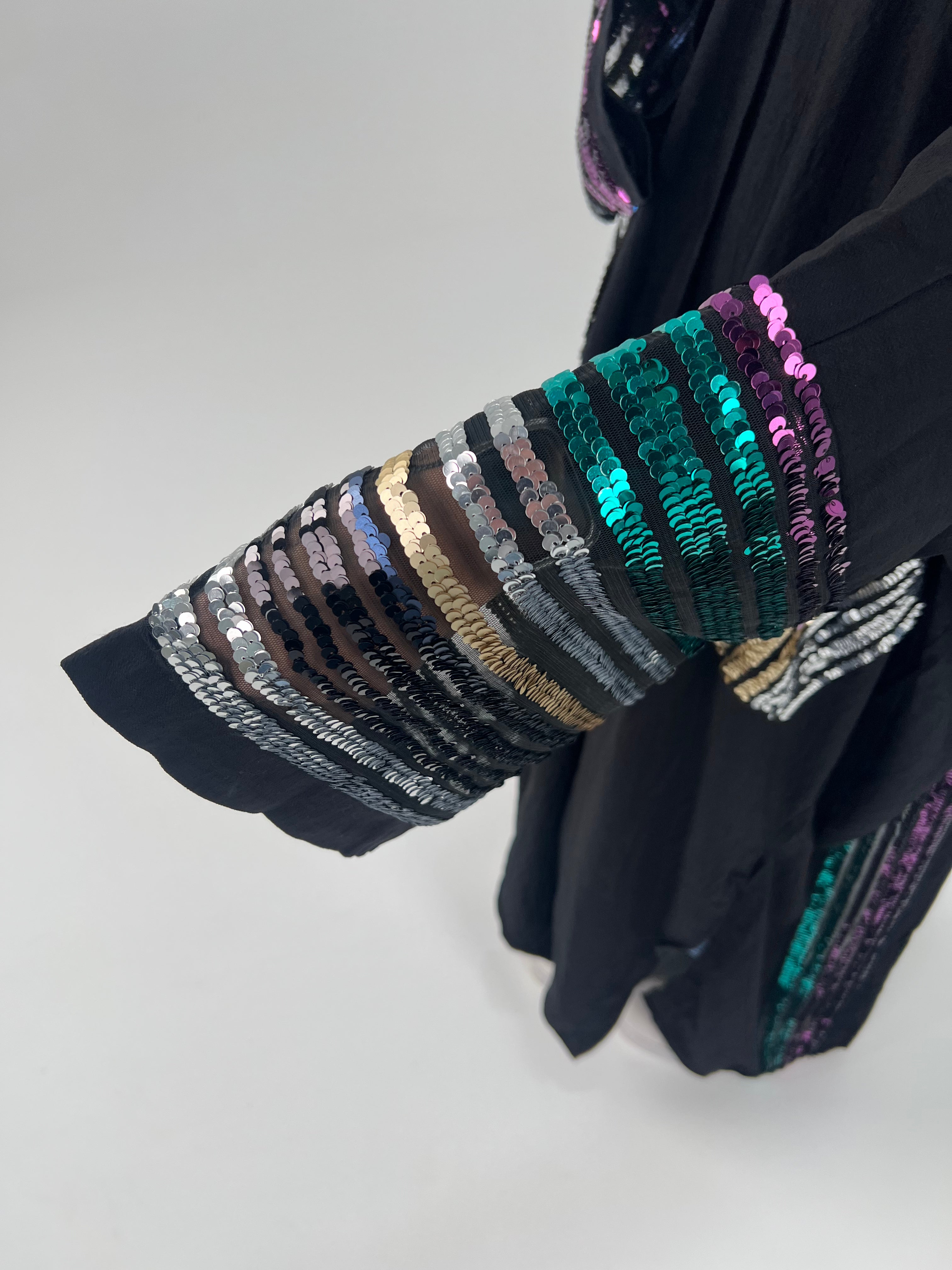 Urbantique - Black Moroccan Kaftan Embroidered with Gold*Silver Sequins 4