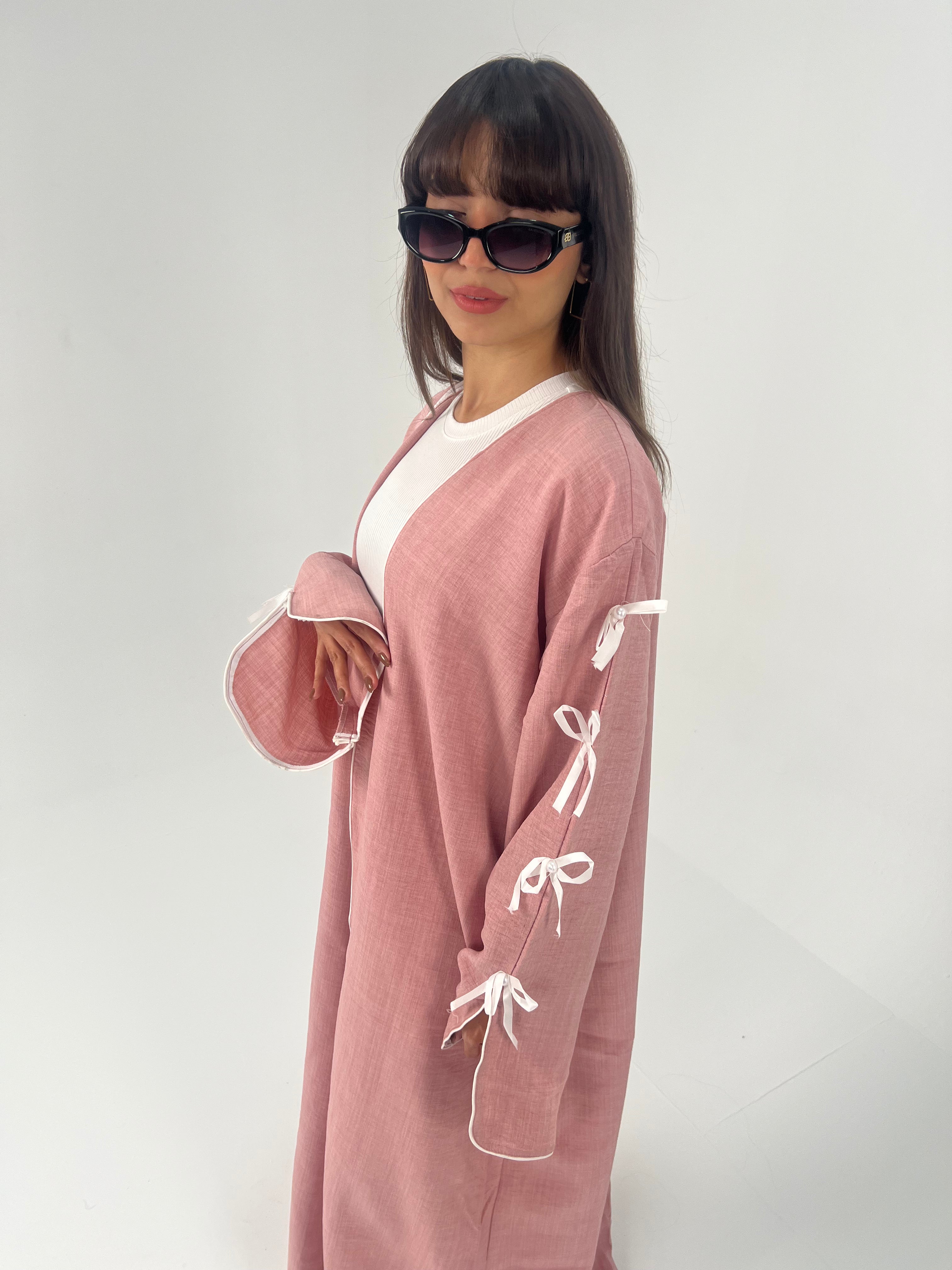 Urbantique - Pink Kaftan with Bows on the Sleeves 5