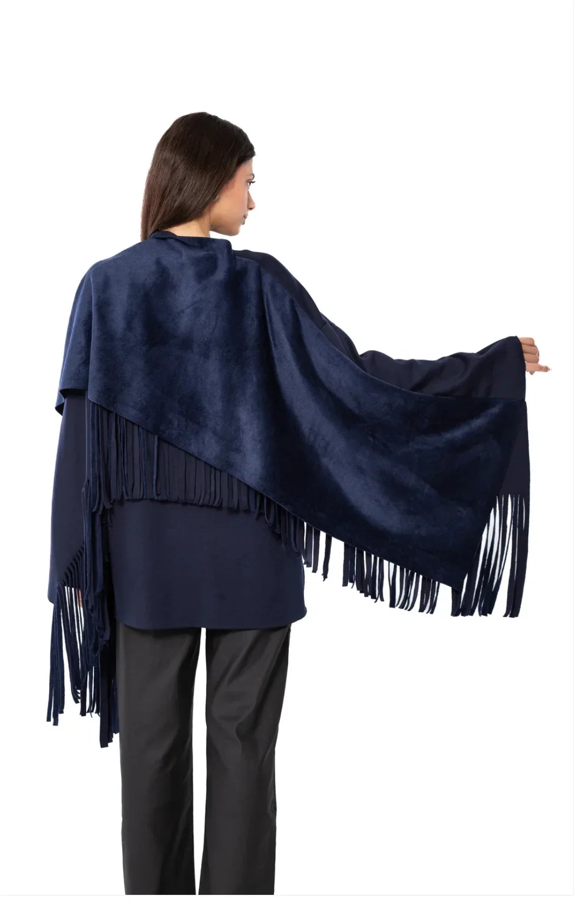 A_Squared_Y - Navy blue fringed cardigan 3