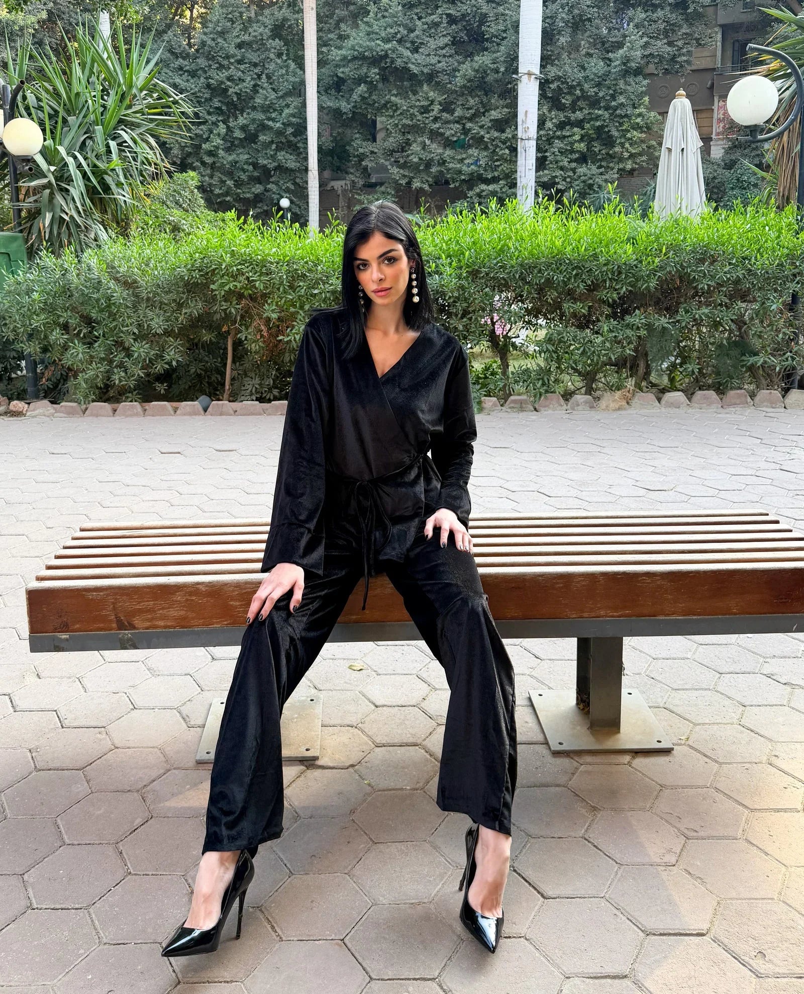 Reehan - Black Side Tie Kimono Set 1