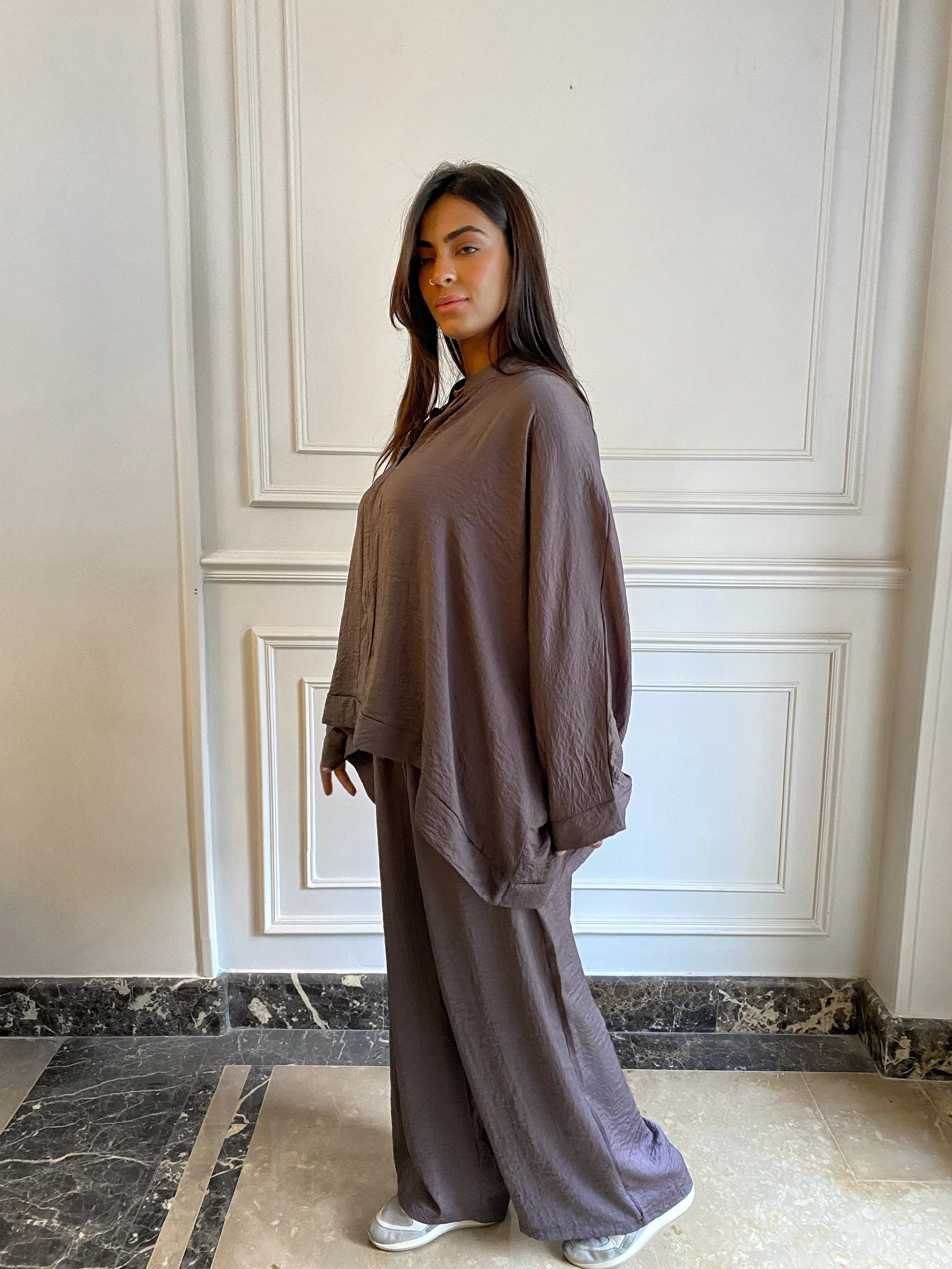 Dress Code - brown silk set 2