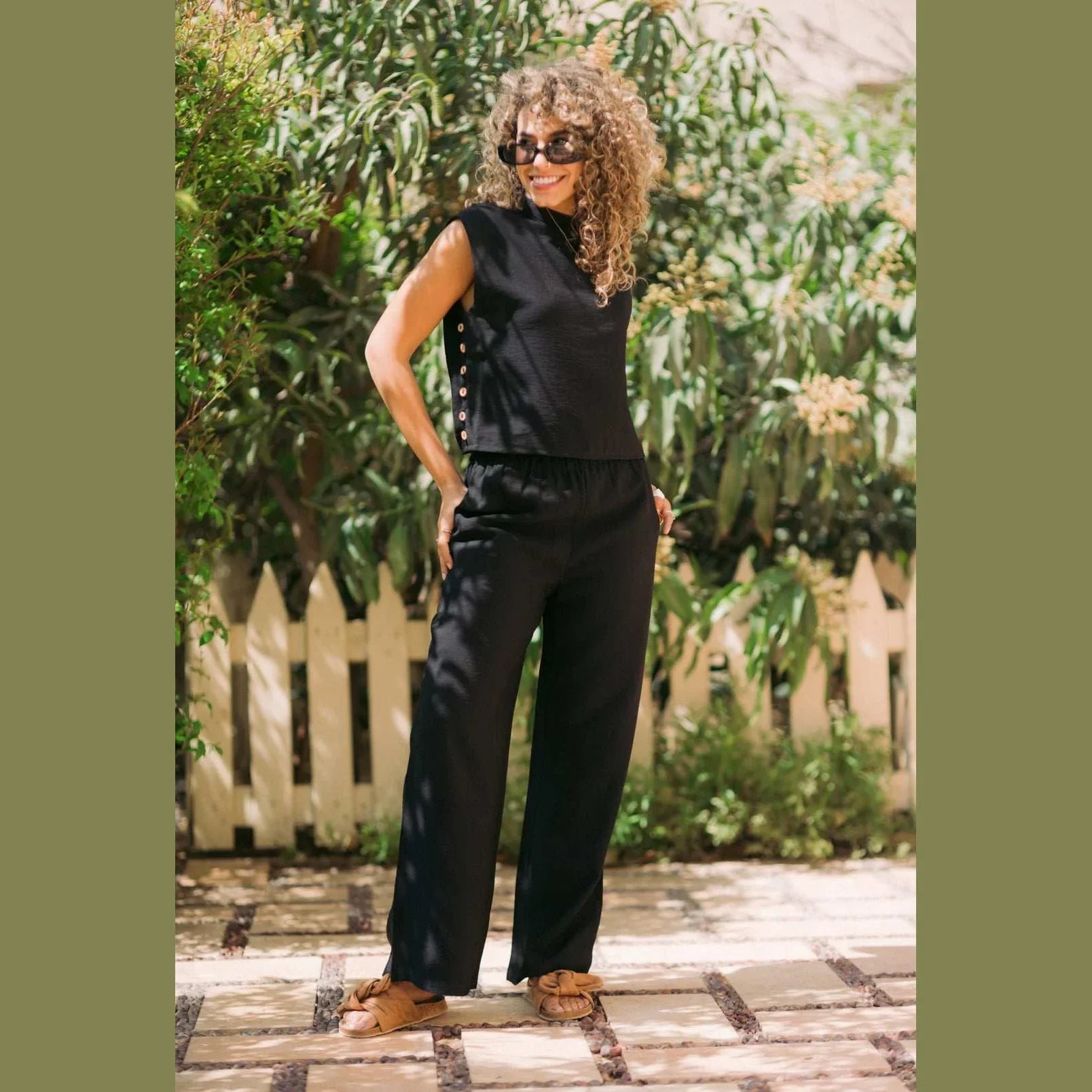 Kanza - Effortless Style Slit Linen Pants 1