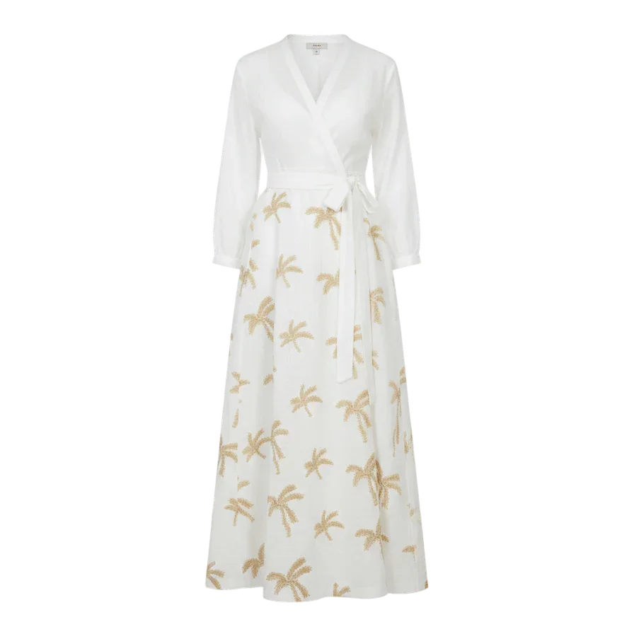 KC Shop - Embroidered Linen Sleeved Kimono With Belt 7