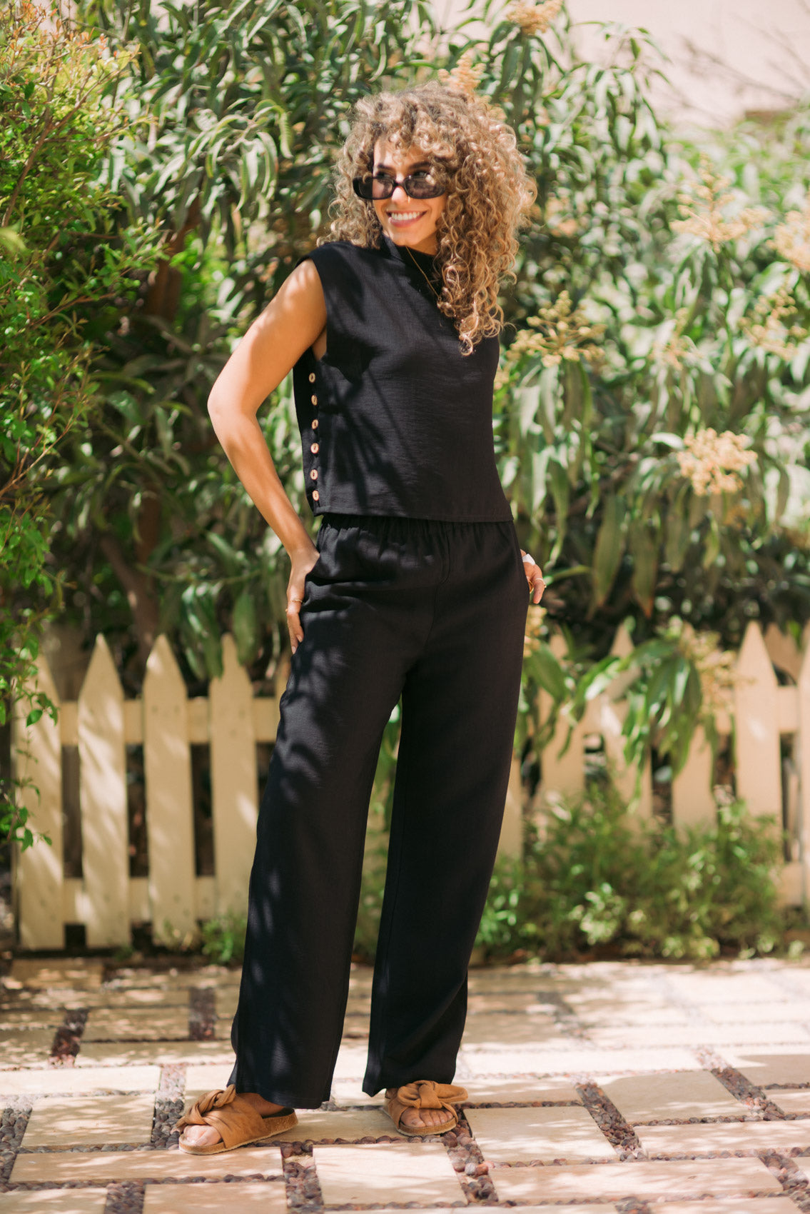 Kanza - Effortless Style Slit Linen Pants 1