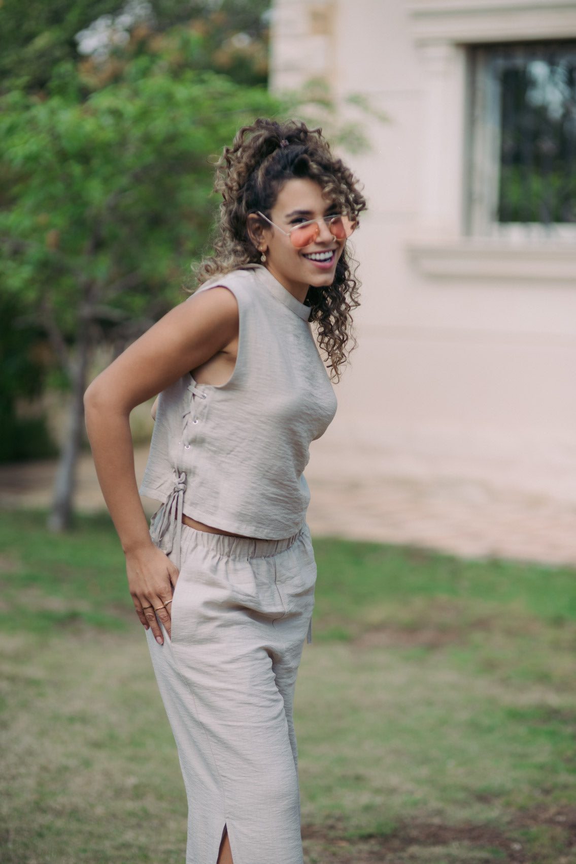 Kanza - Rustic Boho Linen Top with Strings 2