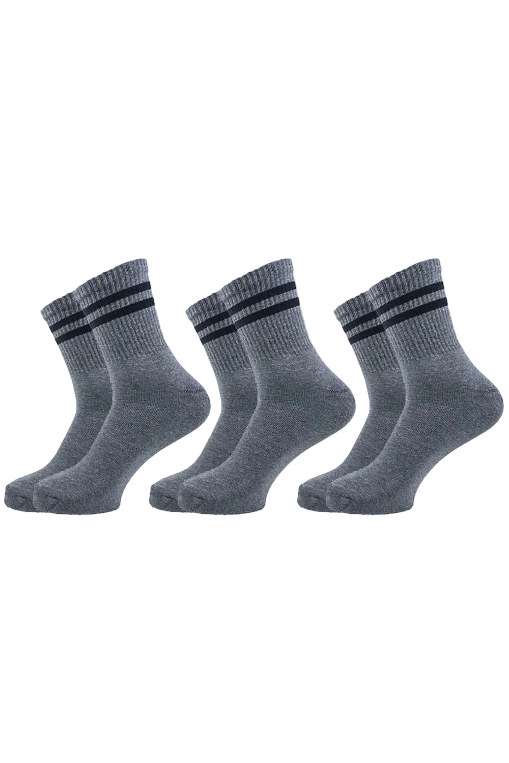 Sam Socks - Men Set Of 3 Long Half Terry Sport Socks Grey 1
