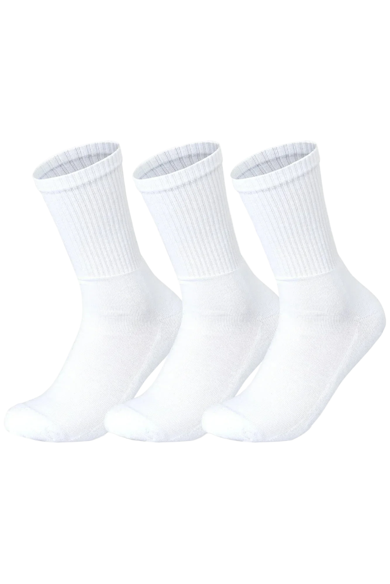 Sam Socks - Men Set Of 3 Long Half Terry Sport Socks Plain White 1