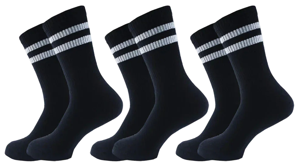 Sam Socks - Women Set Of 3 Half Terry Long Sport Socks Black 1