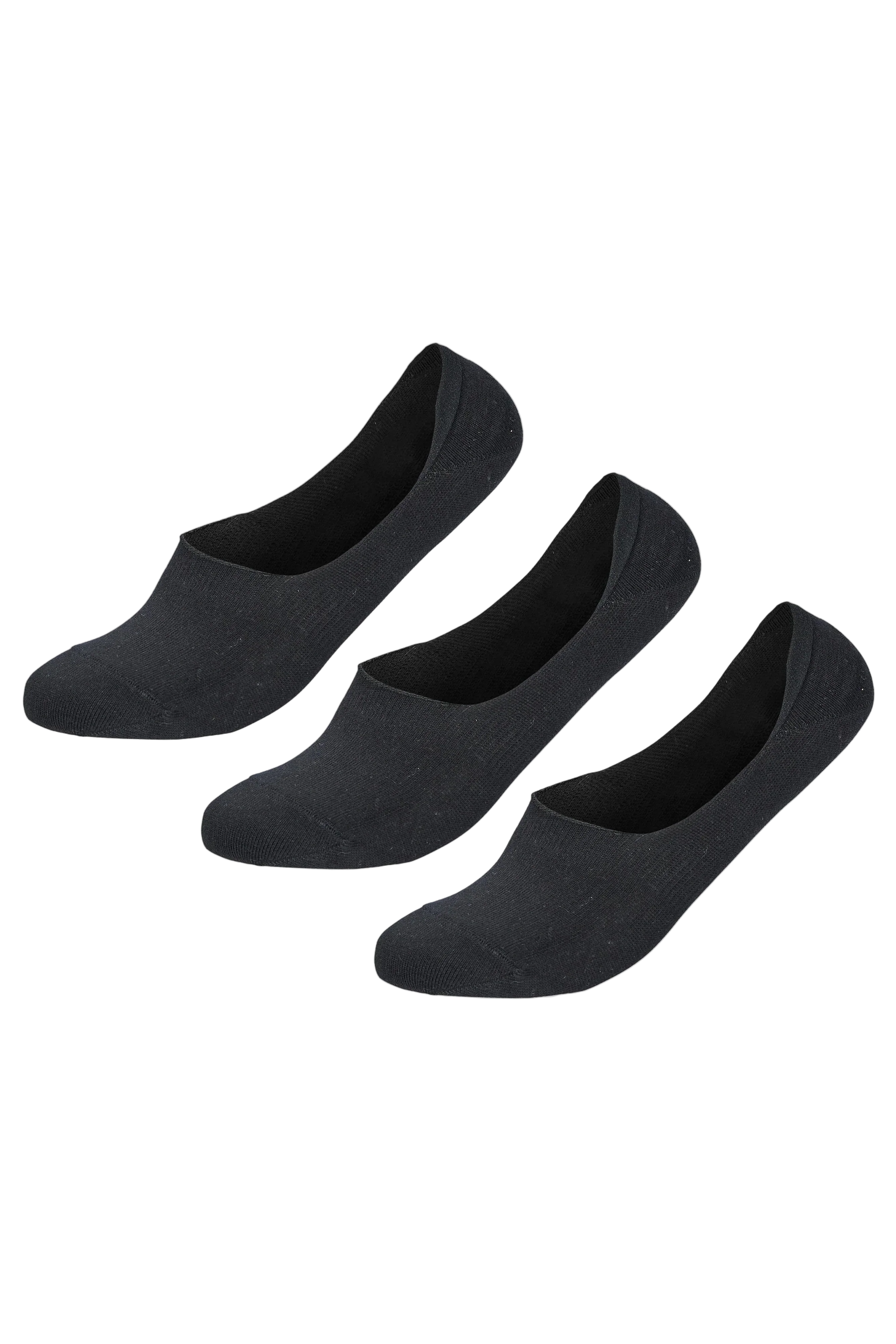 Sam Socks - Men Set Of 3 Invisible Silicon Plain Socks Black 1