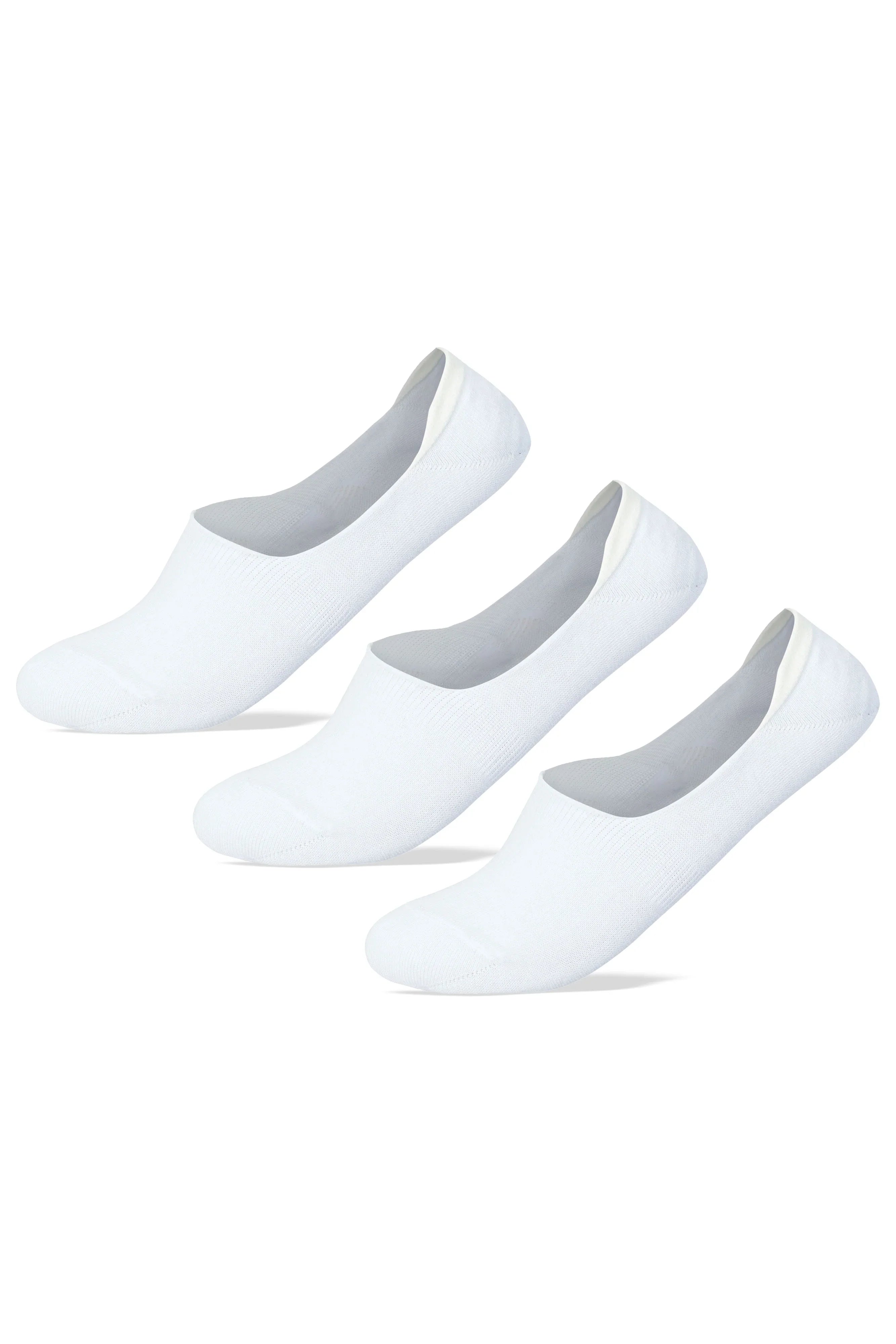 Sam Socks - Men Set Of 3 Invisible Silicon Plain Socks White 5