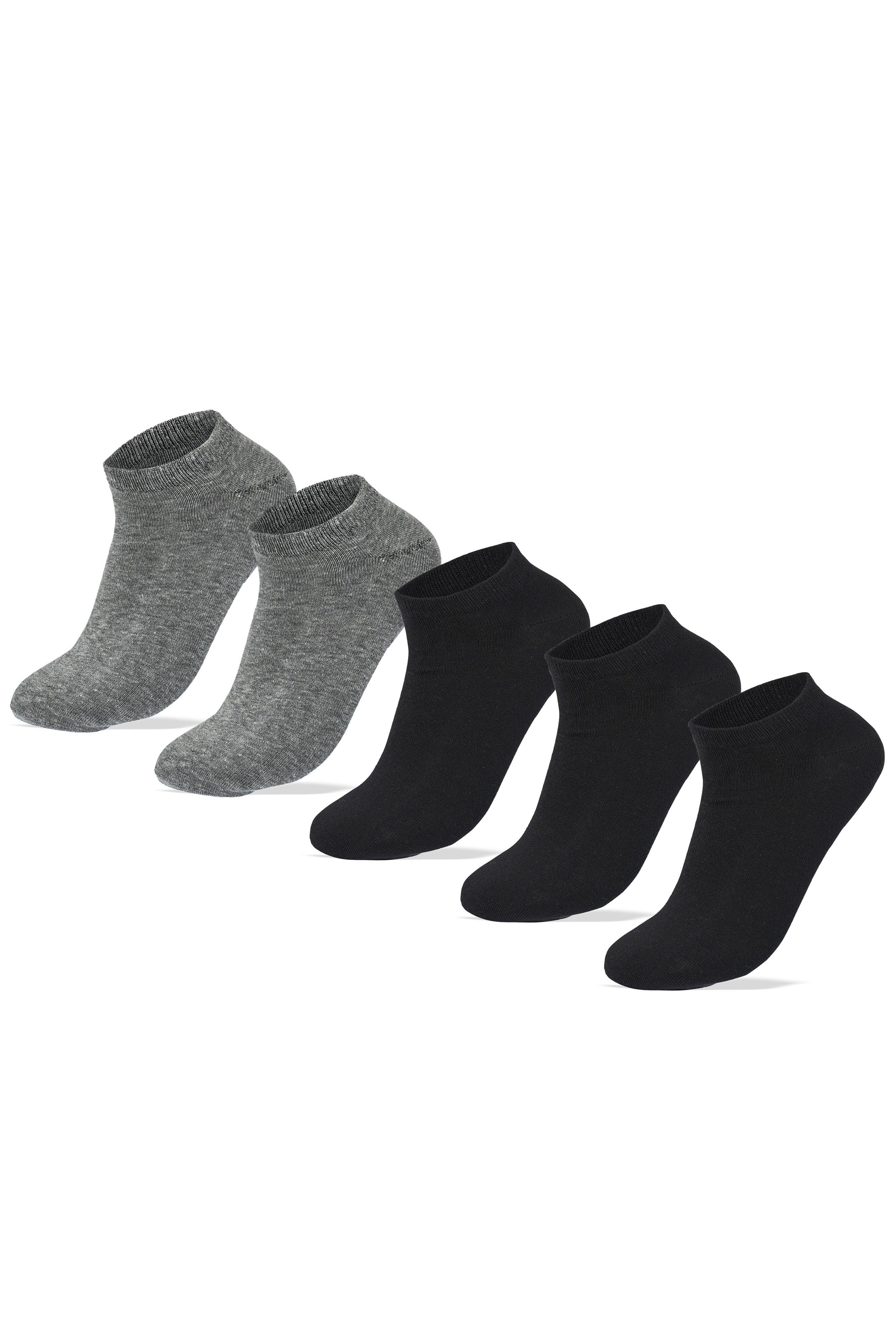 Sam Socks - Men Set Of 5 Ankle Plain Socks Black-Grey 5
