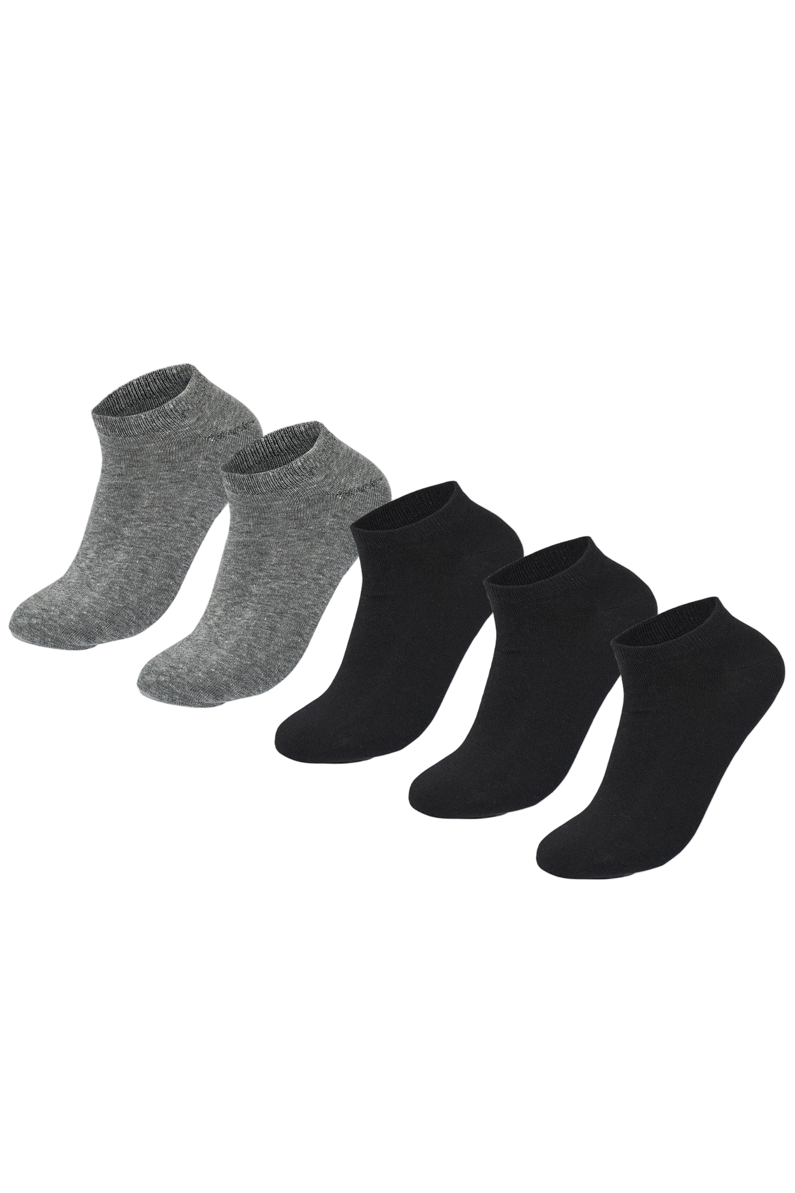 Sam Socks - Men Set Of 5 Ankle Plain Socks Black-Grey 1