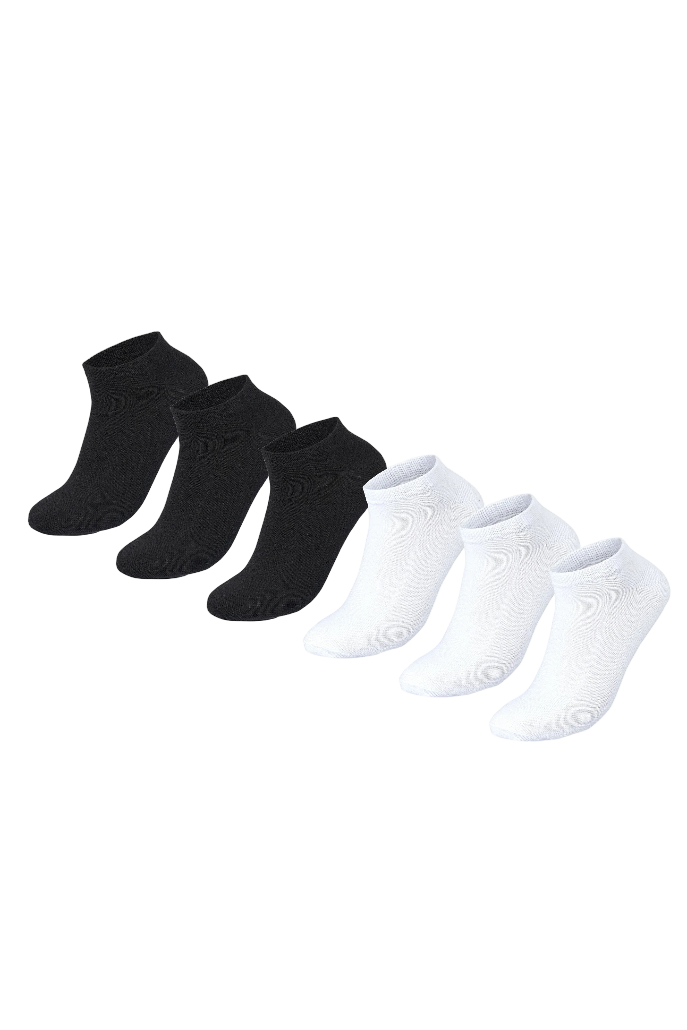 Sam Socks - Women Set Of 6 Ankle Plain Socks Black-White 1