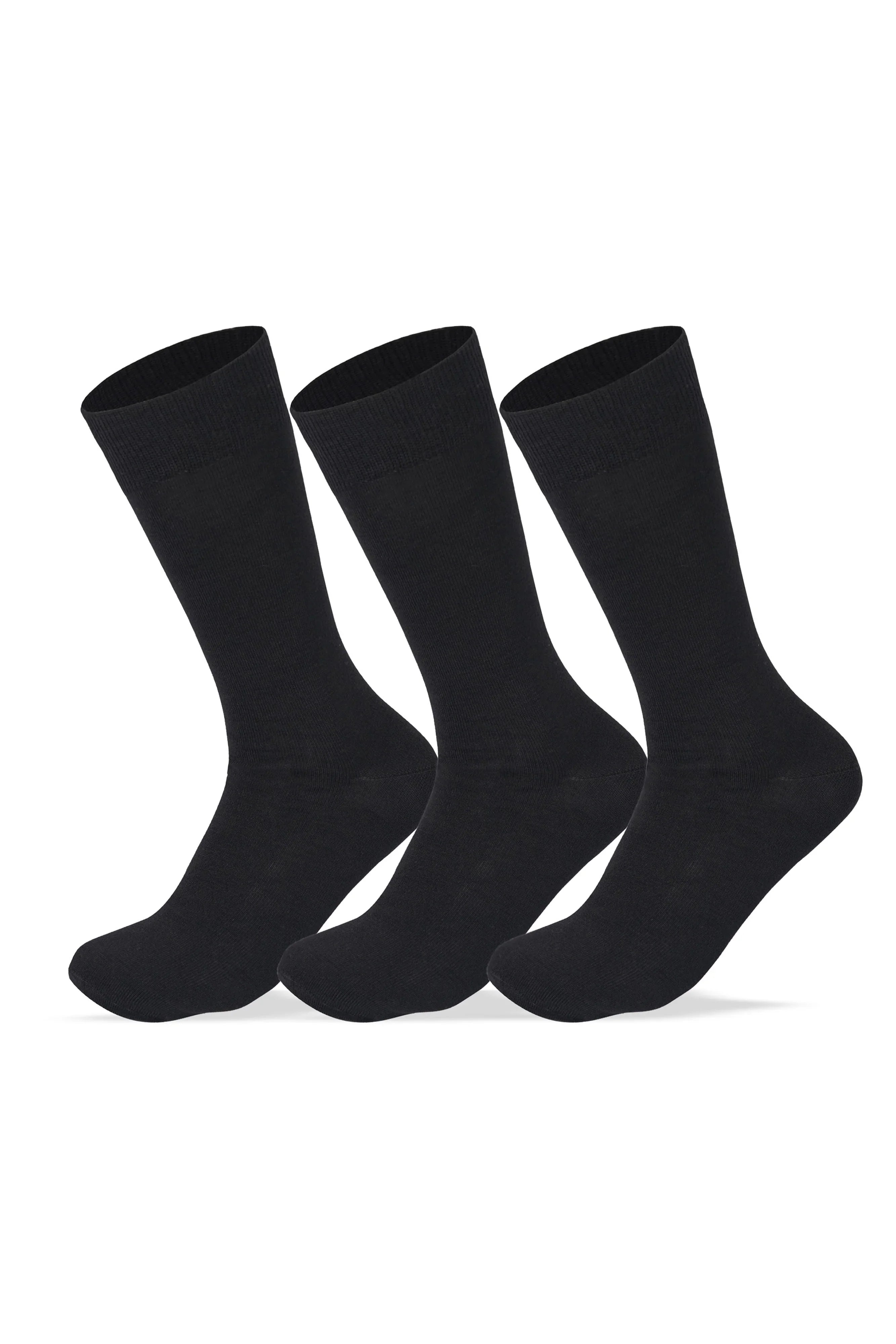 Sam Socks - Men Set Of 3 Classic Socks Plain Black 1