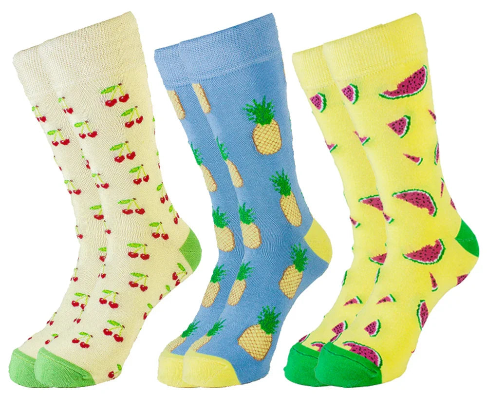 Sam Socks - Women Set Of 3 Long Fruit Pattern 2 Sock Multi Color 1