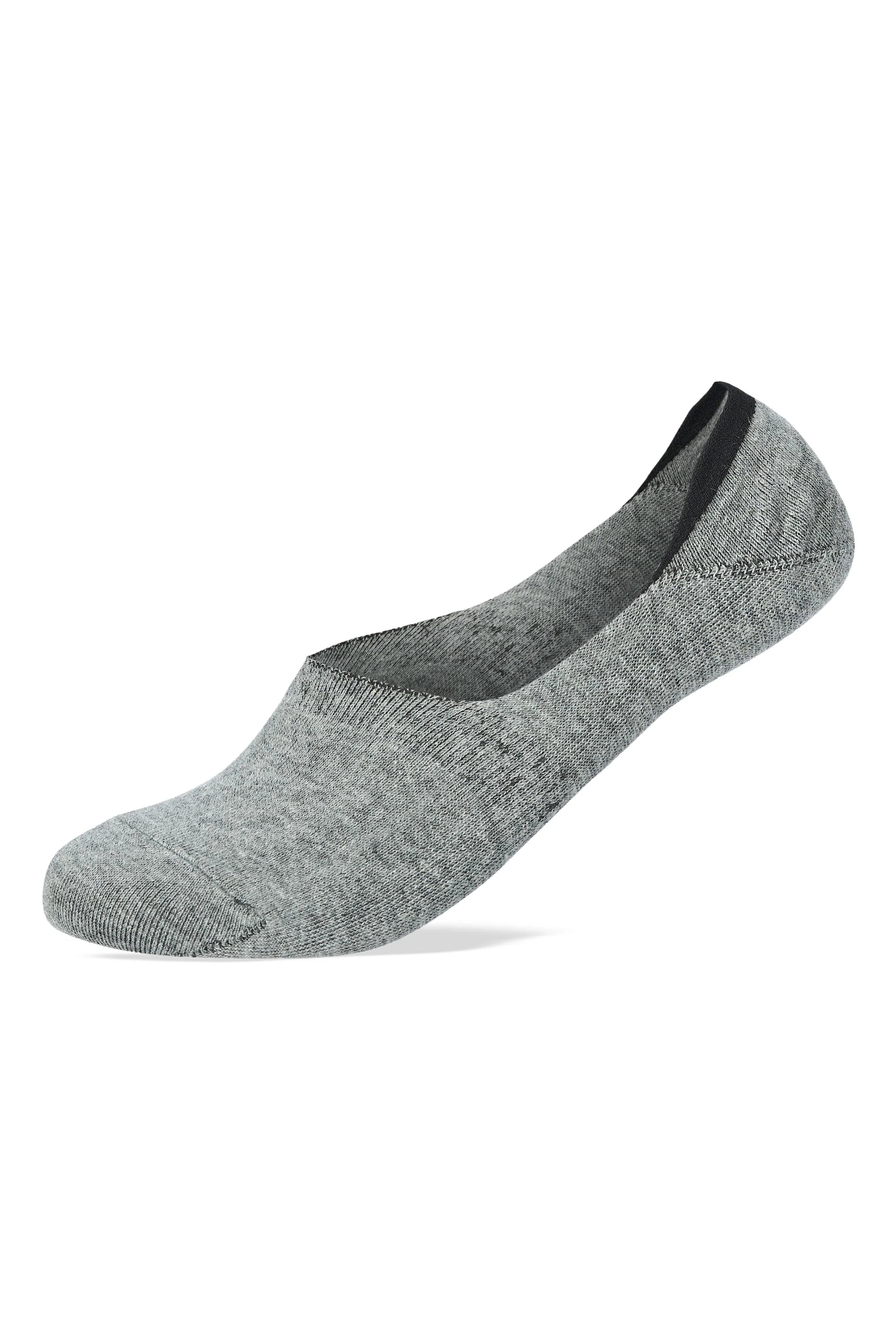 Sam Socks - Men Set Of 3 Invisible Silicon Plain Socks Black-Grey 3