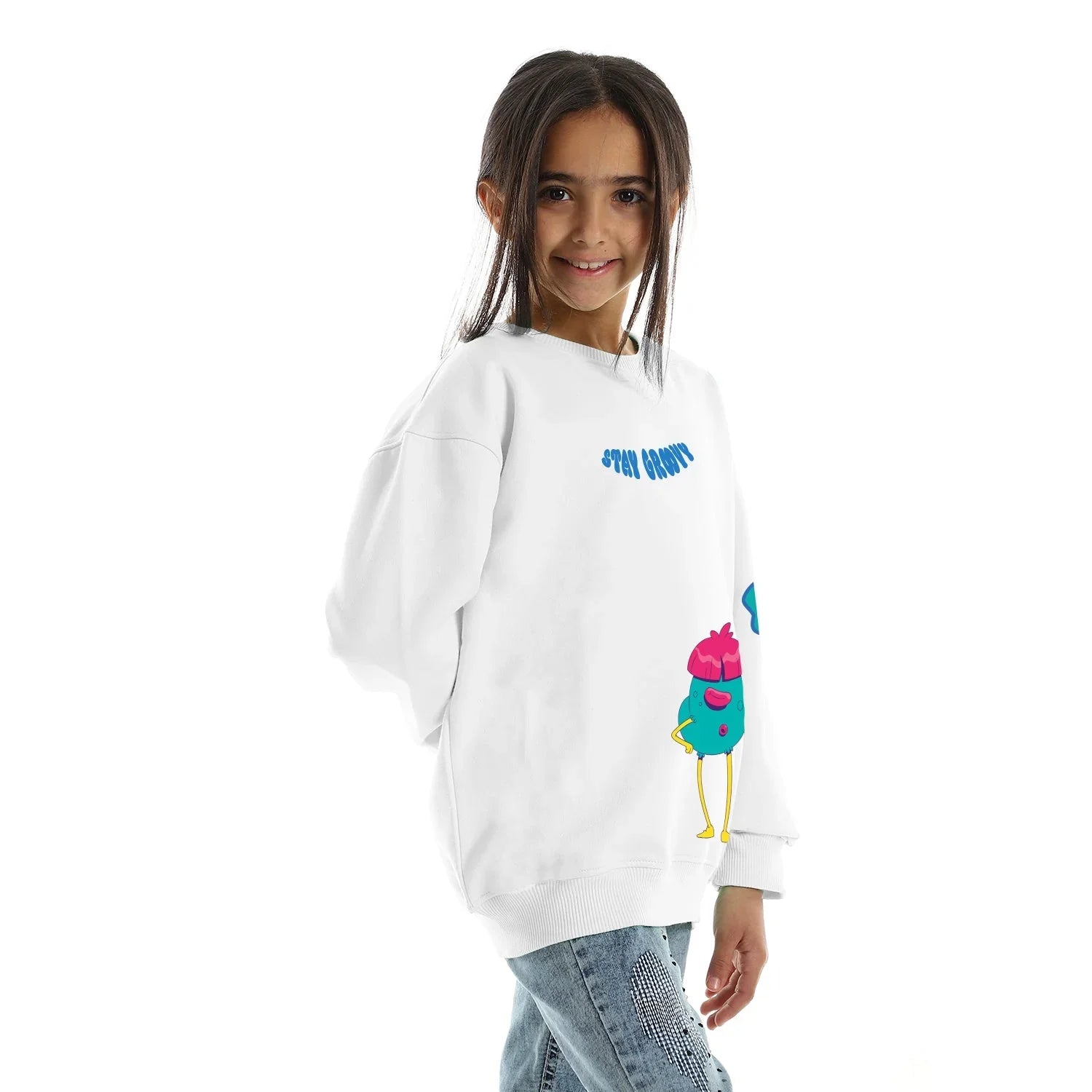 NAS Trends - Stay Groovy Kids Oversized Hoodie - White 2