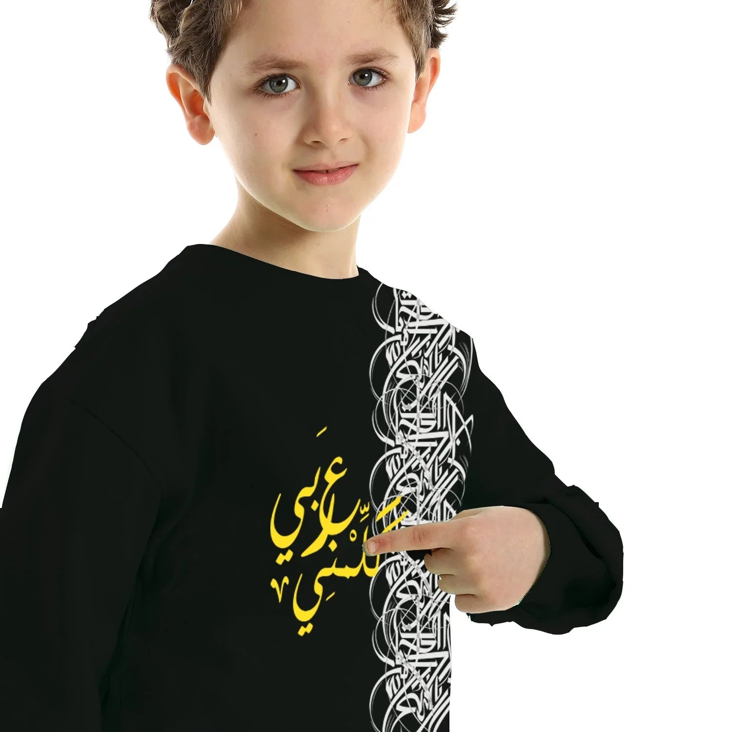 NAS Trends - Speak Arabic Kids Crew Neck Sweatshirt - Black 2