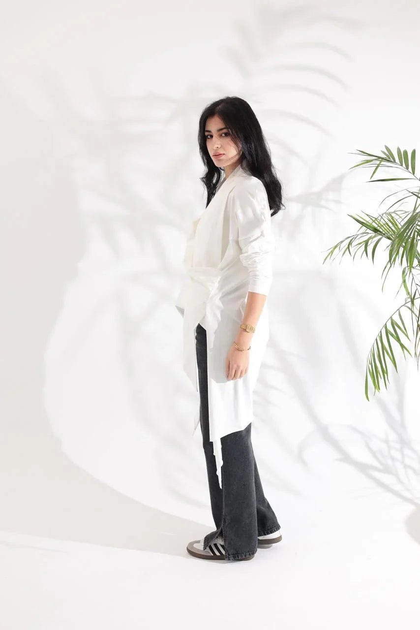 A_Squared_Y - White wrapped T-shirt 6