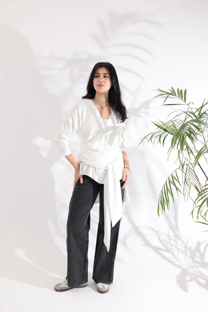 A_Squared_Y - White wrapped T-shirt 7