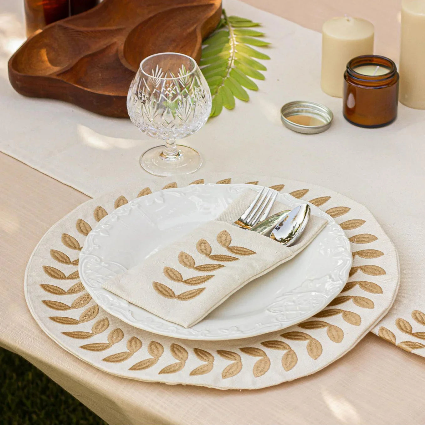 Roman Leaves Cutlery Sleeves Set - Ticas
