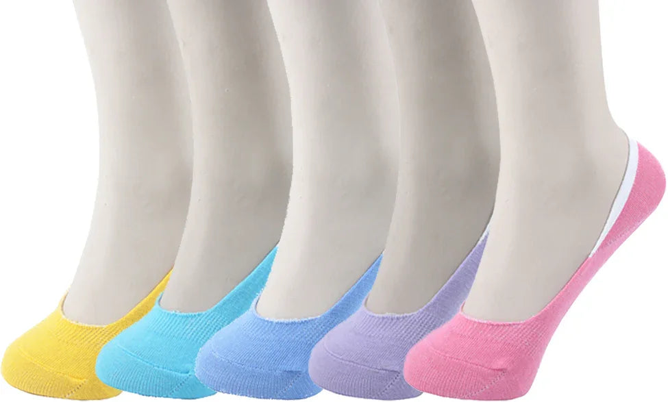 Sam Socks - Women Set Of 5 Invisible Silicon Plain Socks Multicolor 1
