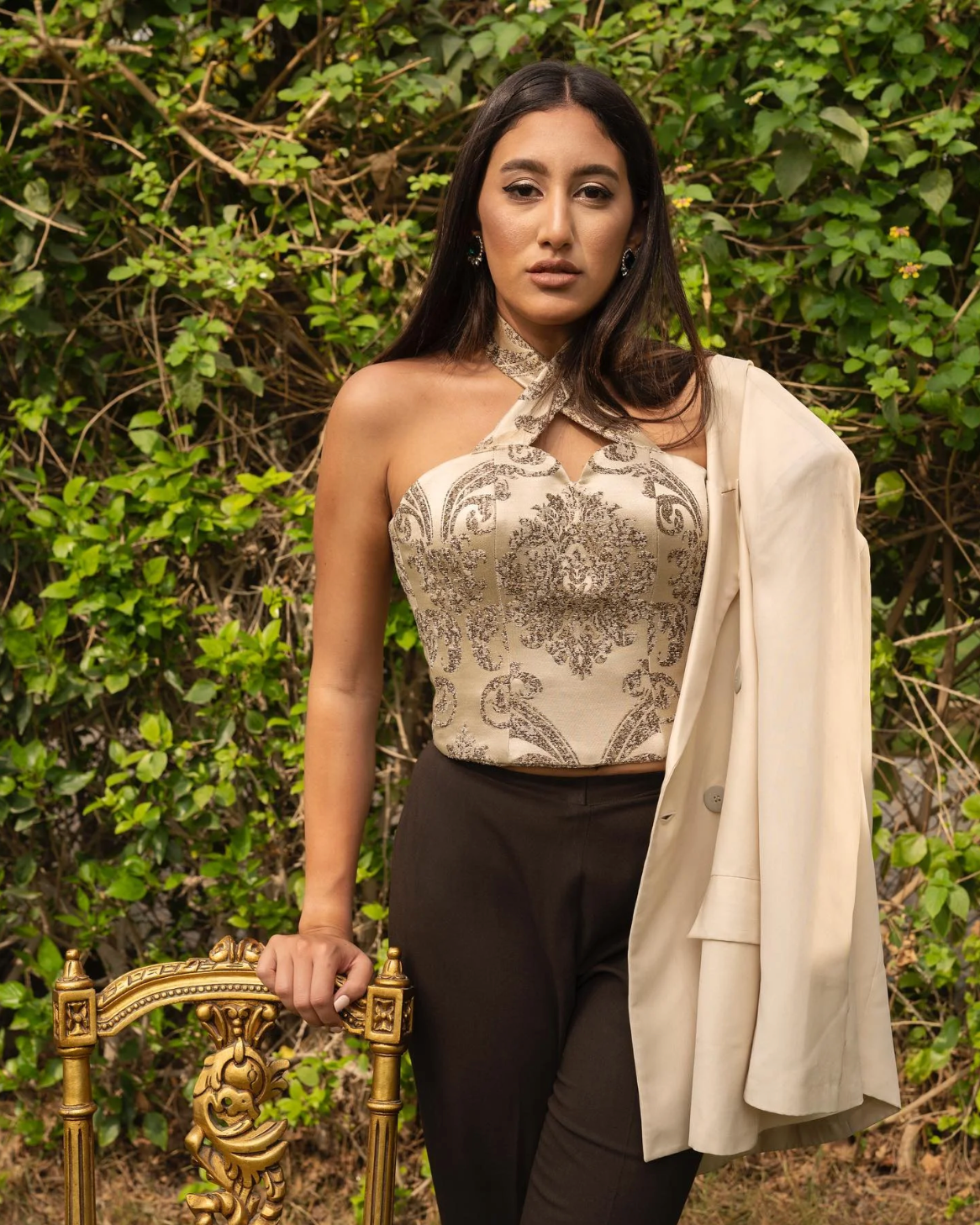 Nosh - Gold Brocade Cross-Over Corset 1