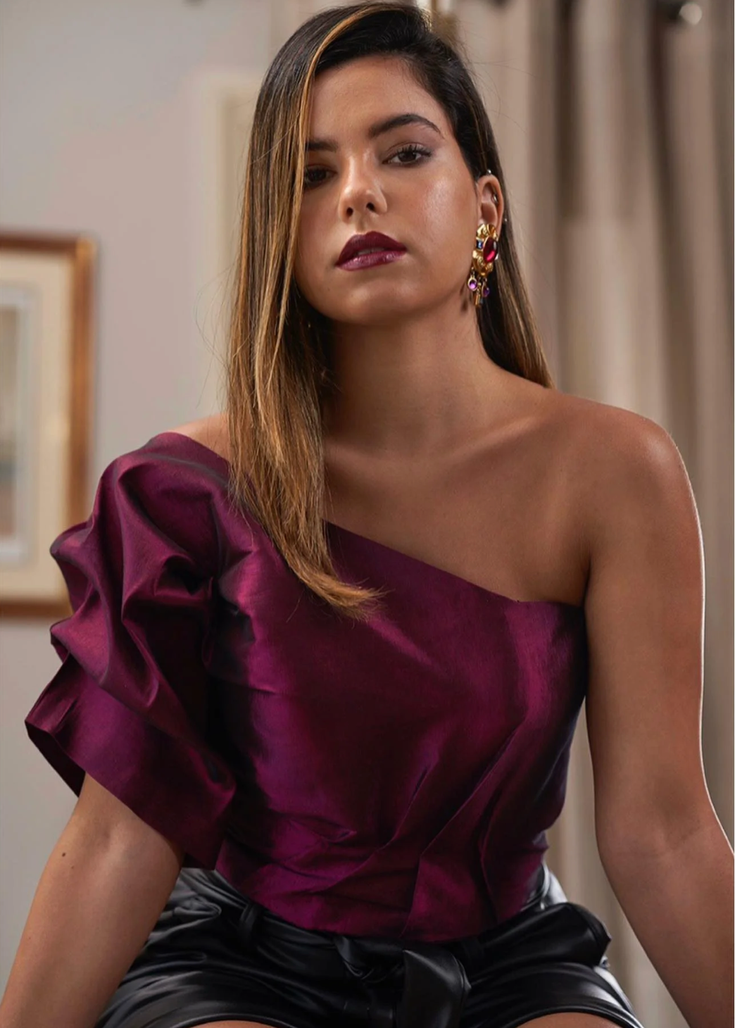 Nosh - Purple Puffy Draped Bustier 1