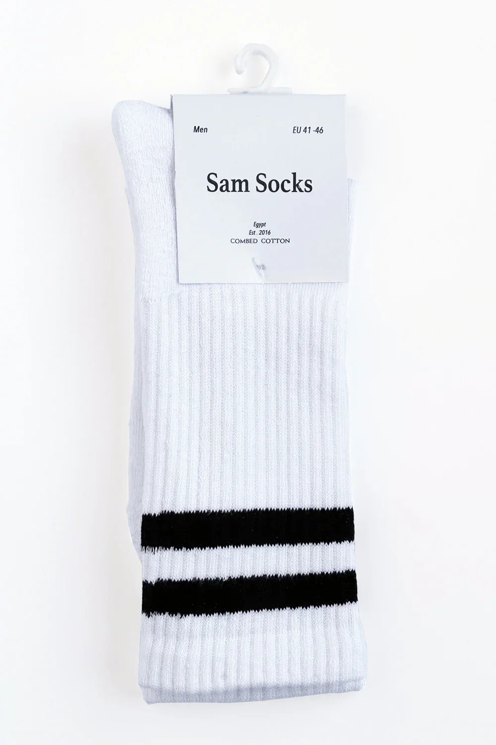Sam Socks- Men Set Of 6 Long Half Terry Sport Socks Black-White 3