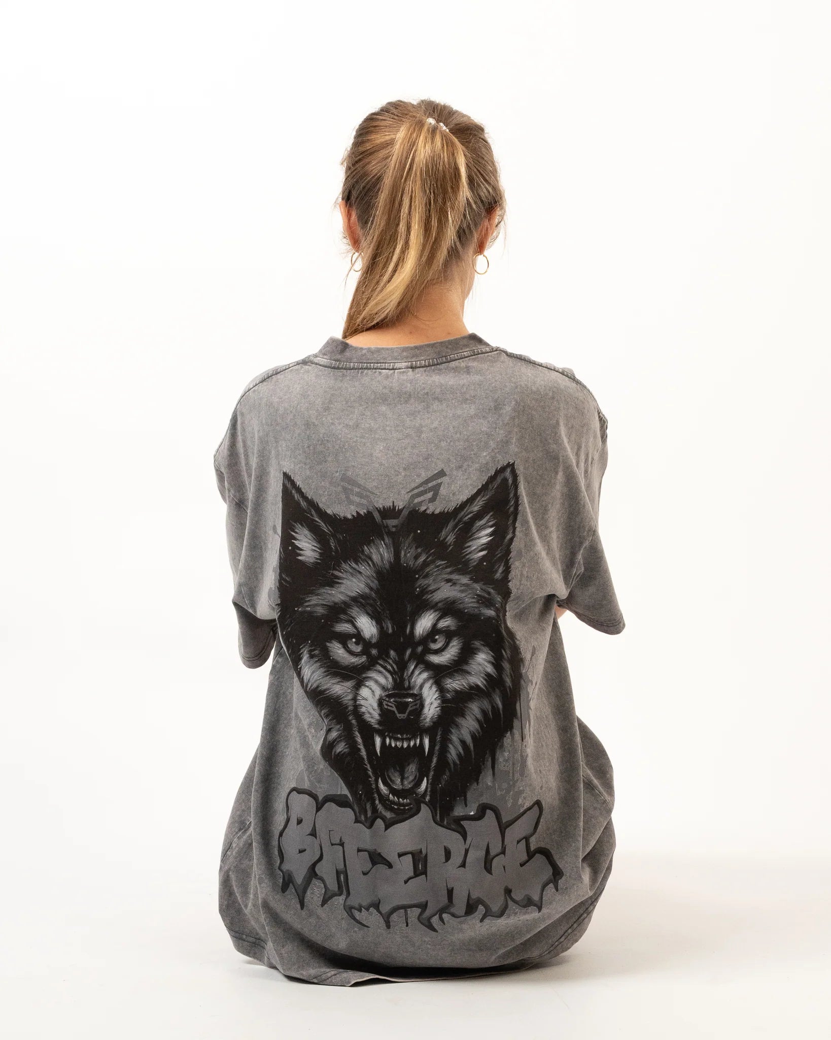 Grey Wolf Design Oversized T-Shirt Women - Bfeerce 1