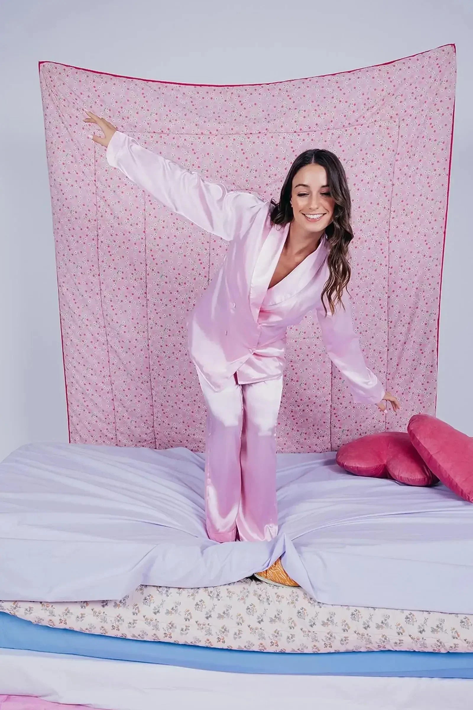 Carina - Double-Breasted Satin Pyjama Set 1
