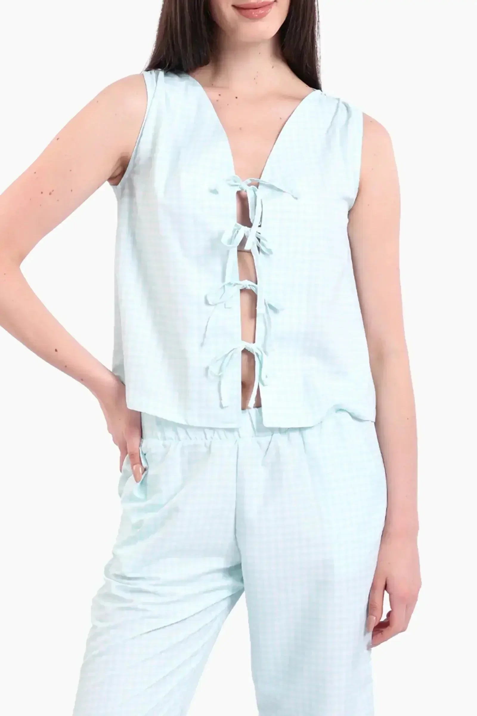 Carina - Gingham Tencel Pyjama Set 2