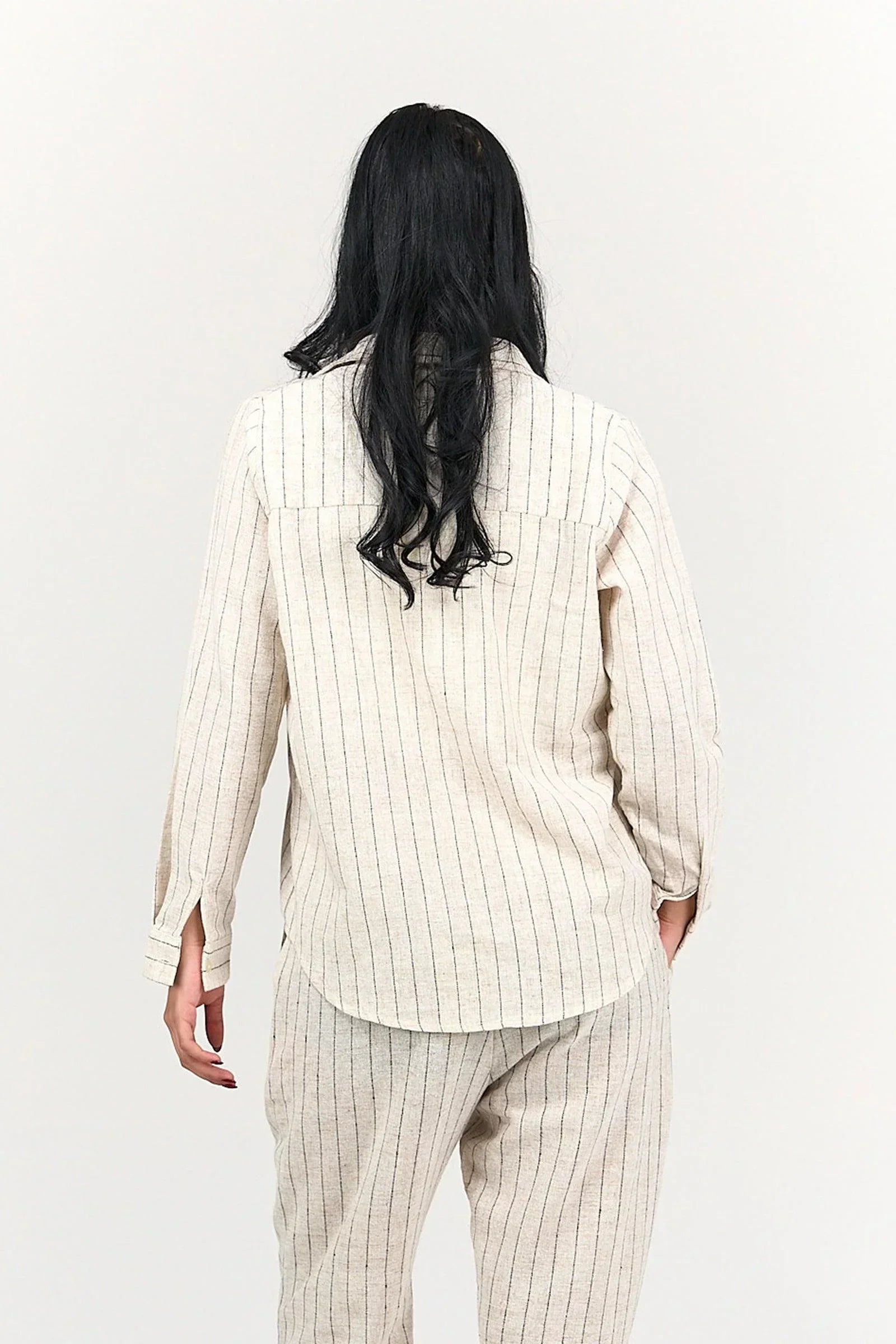 Clue - Beige Linen Striped Shirt 3