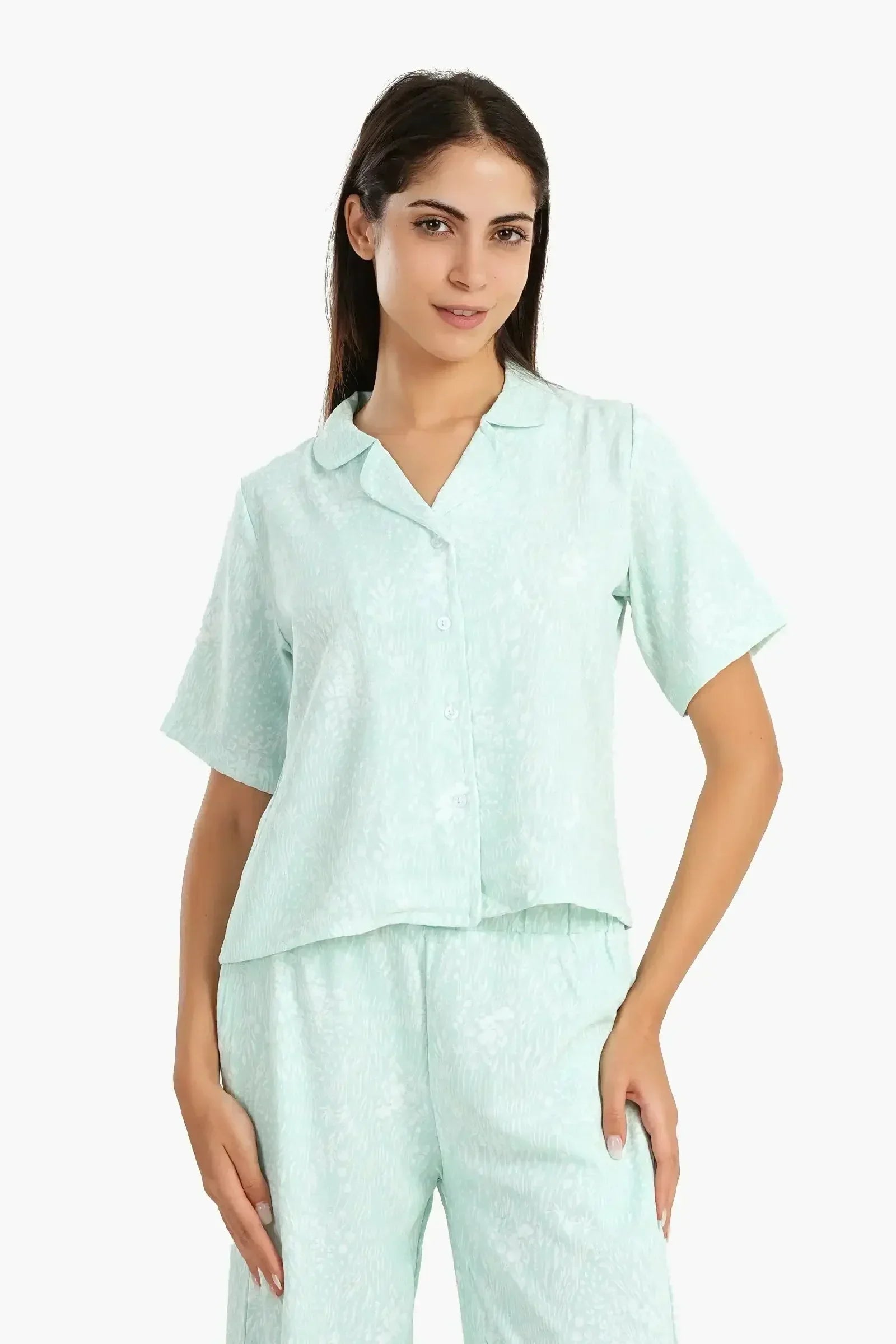 Carina - Self Pattern Pyjama Shirt Top 2