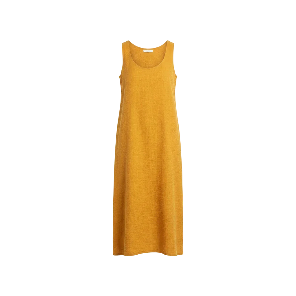 Viva - Round Neck Basic Linen Dress 1