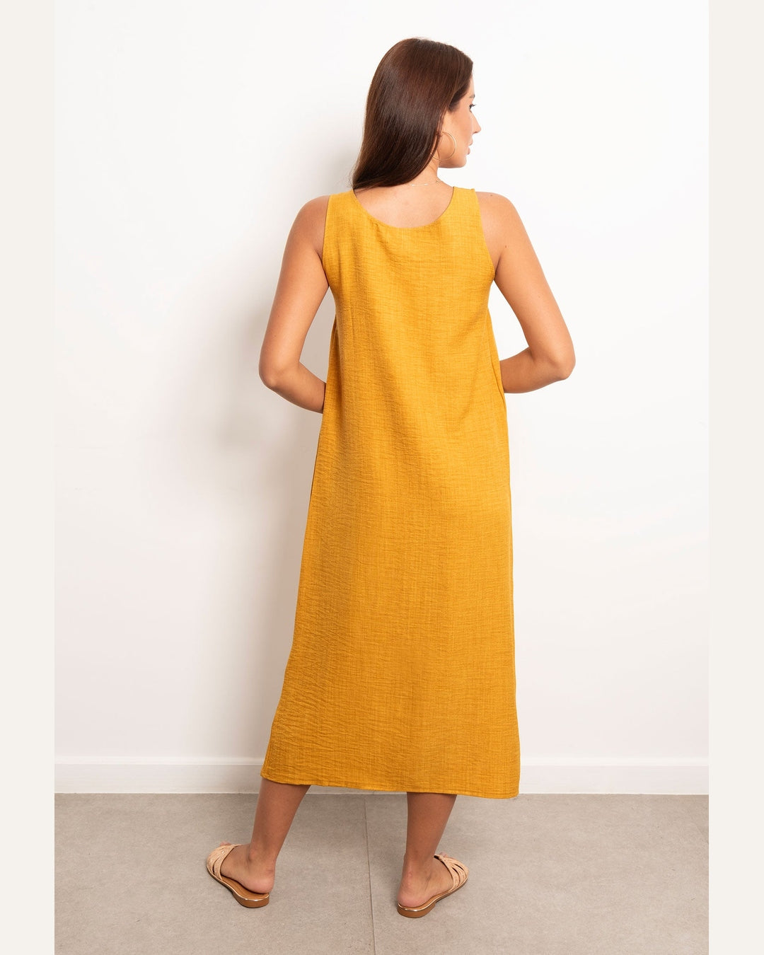 Viva - Round Neck Basic Linen Dress 2