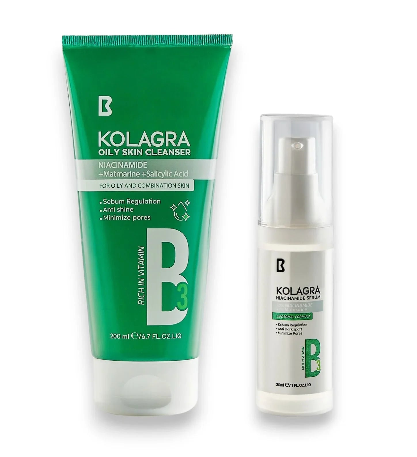 Biostream - Kolagra Multicoloroffer Niacinamide Serum +Multicoloroily skin Cleanser 1