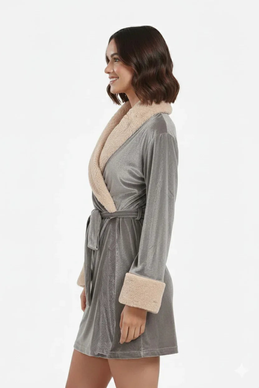 Carina - Velvet Robe with Fur Trim 2