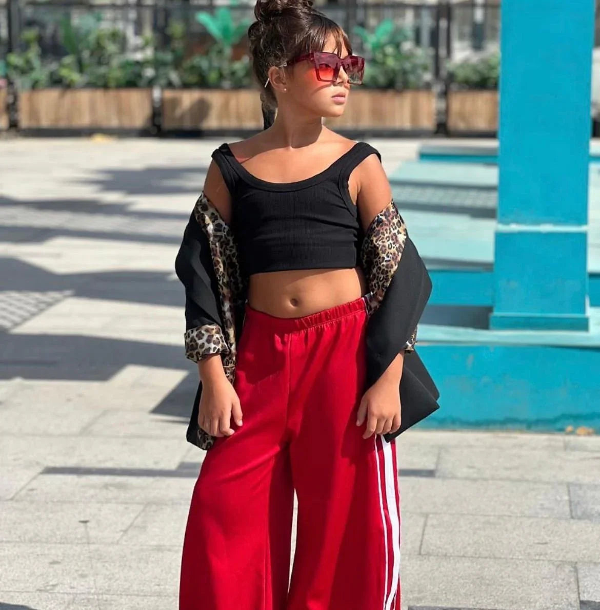 Berries - Red wide leg pants 1