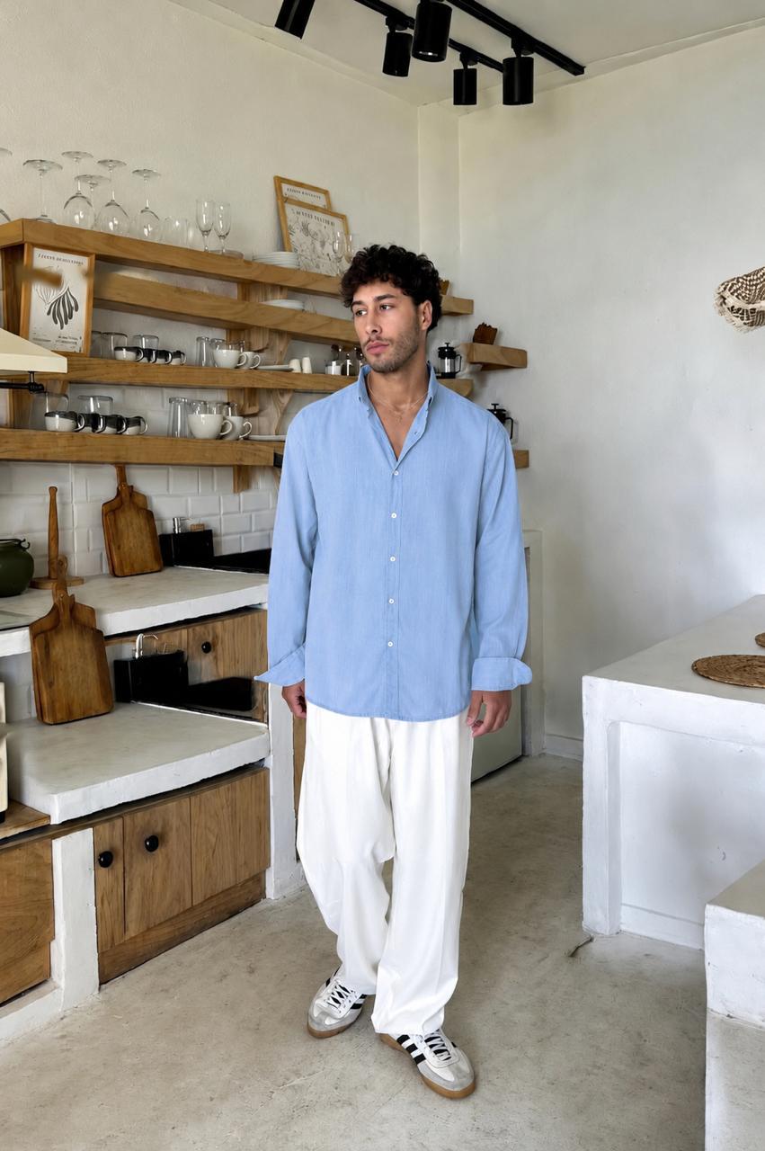 Sky Blue Linen Shirt - Comfowear