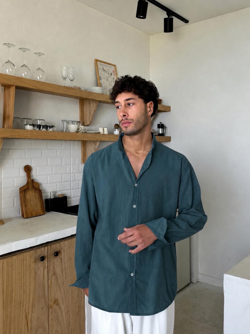 Dark Green Linen Shirt - Comfowear