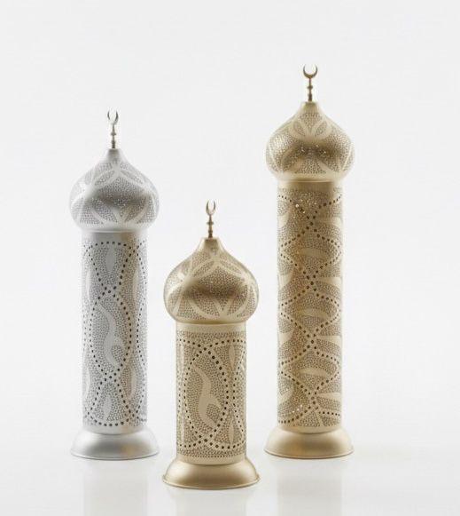 Lavender - Set of 3 Metal minarets with gold and silver Matt finish 2