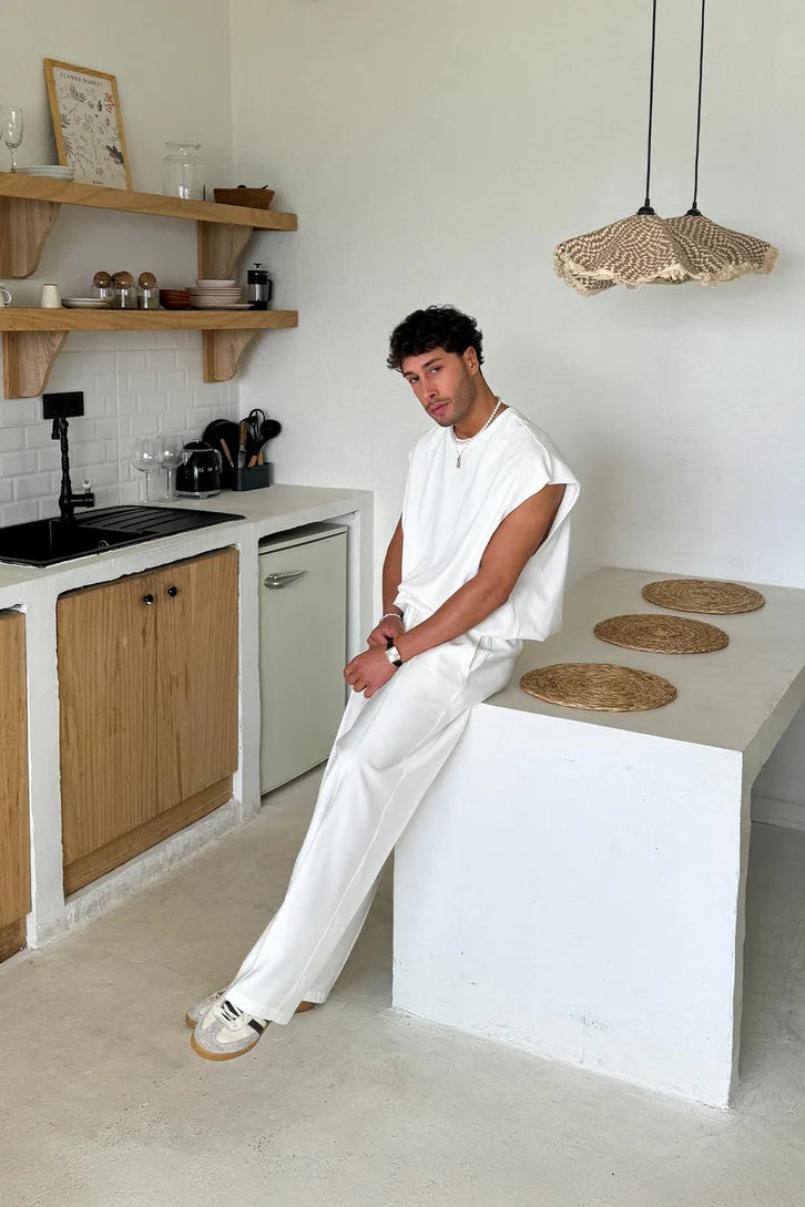 White Oversized Cut-Off - Comfowear