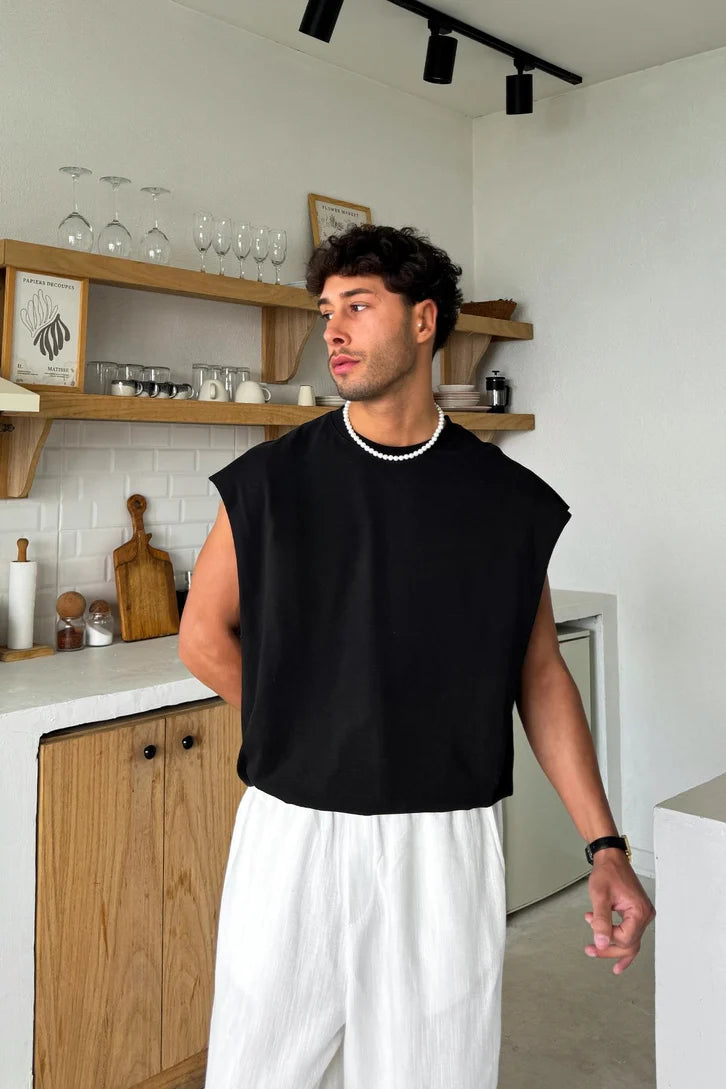 Black Oversized Cut-Off - Comfowear