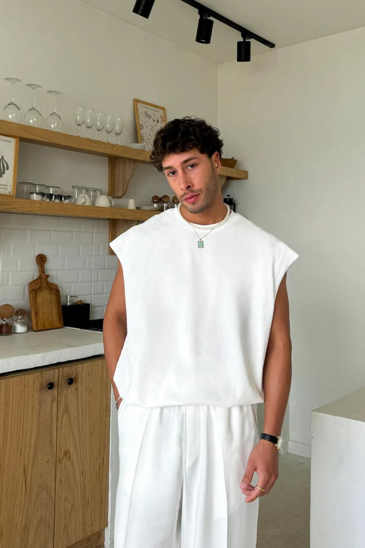 White Oversized Cut-Off - Comfowear